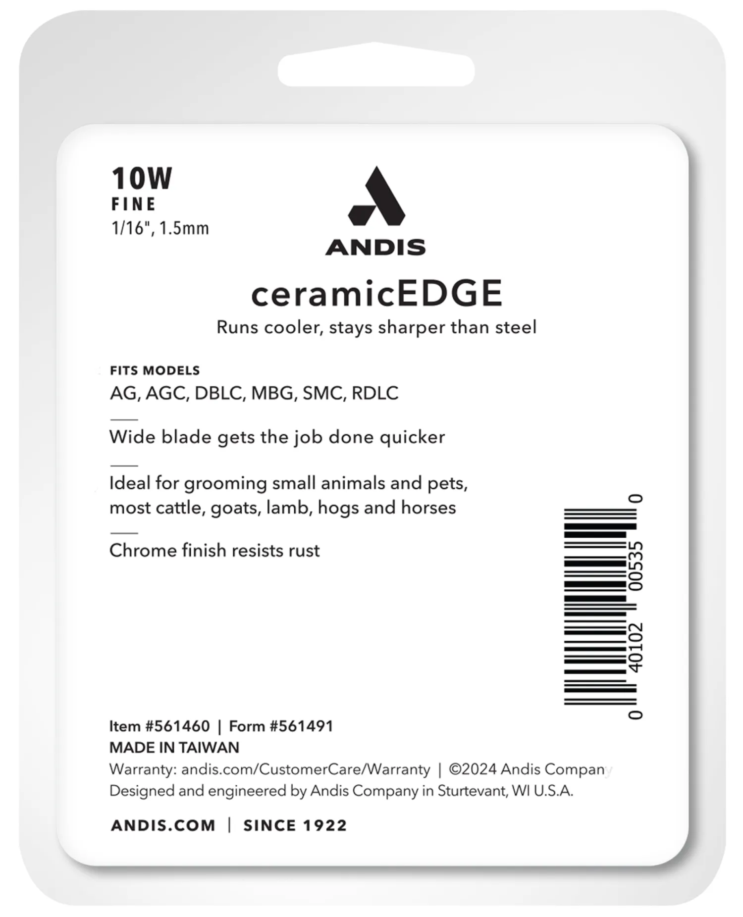 ANDIS COMPANY Andis® ceramicEDGE WIDE Detachable Replacement Blade Size 10W Silver Clearance