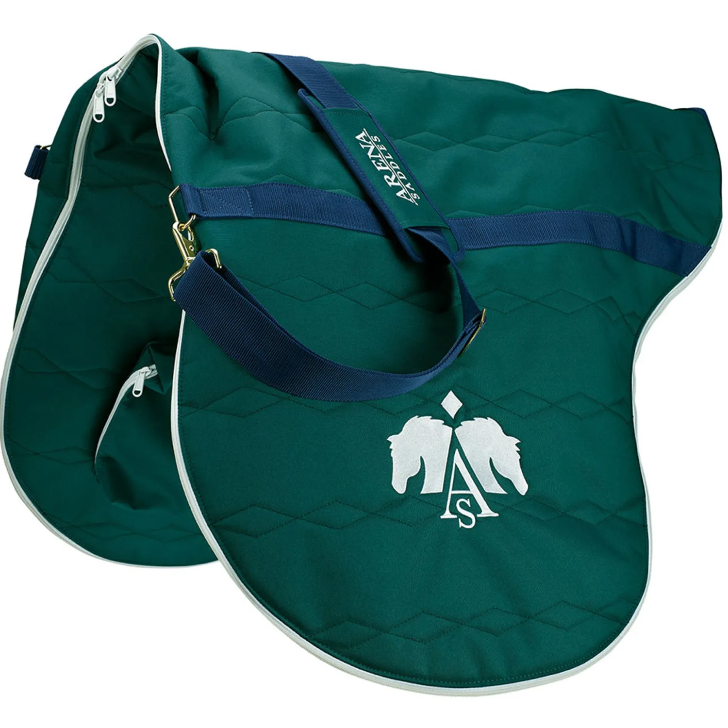 SADDLERY BRANDS INTL Arena Saddle Bag Dark Green/Navy/White/Caramel Sale