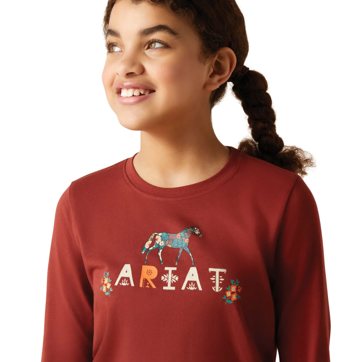 ARIAT-APPAREL Ariat® Kids’ Blossom Pony Tee Fired Brick Hot