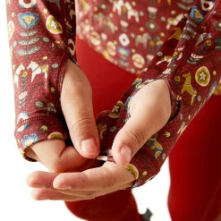 ARIAT-APPAREL Ariat® Kids’ Lowell Quarter-Zip Print Base Layer 2.0 Red Ochre Dala Horse Sale