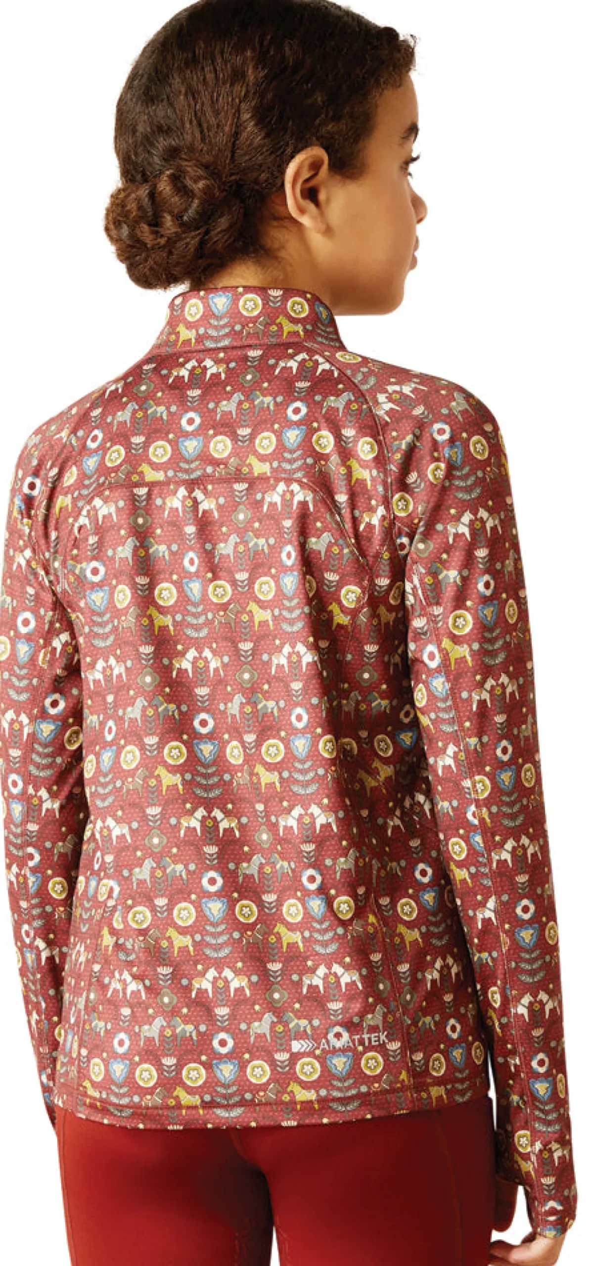 ARIAT-APPAREL Ariat® Kids’ Lowell Quarter-Zip Print Base Layer 2.0 Red Ochre Dala Horse Sale