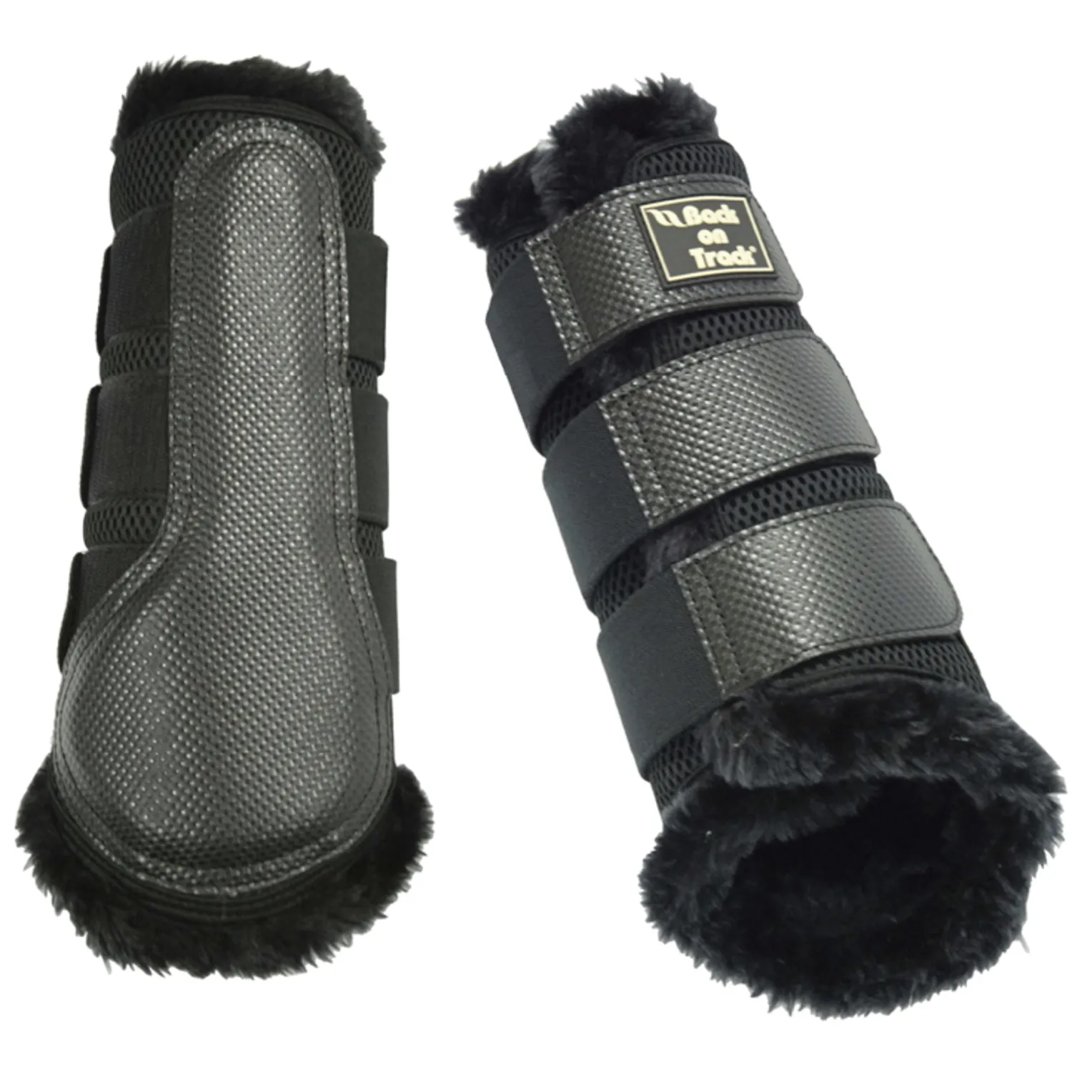 BACK ON TRACK BOT LL Back on Track® 3D Mesh Splint Boots with Faux Fur Black Hot