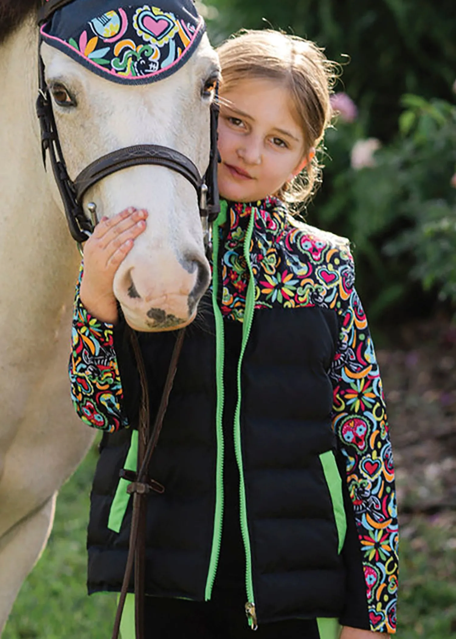 BELLE AND BOW EQSTRN Belle & Bow Equestrian Children’s Reversible Vest Dia Los Muertos Discount