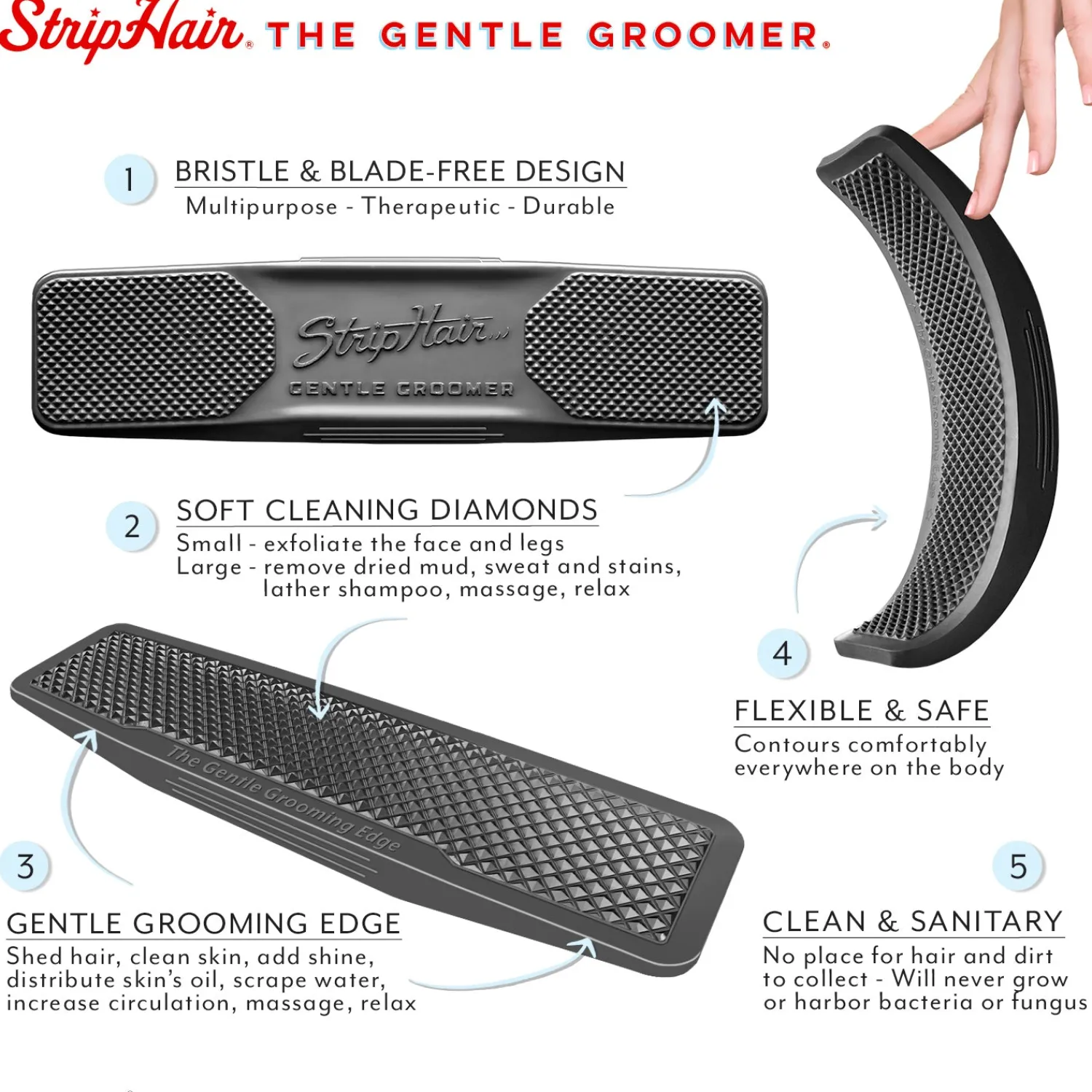 RJ MATTHEWS Betty’s Best StripHair® Gentle Groomer™ Black