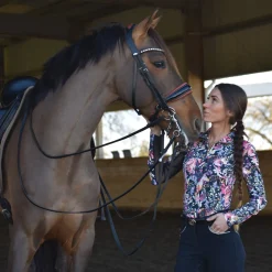 DANCING EQUESTRIAN Ladies’ Equus Garden Long Sleeve Shirt Black Outlet