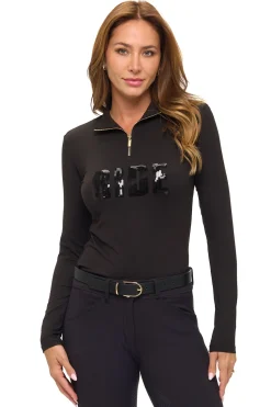 DANCING EQUESTRIAN Ladies’ "Ride" Long-Sleeve Base Layer Shirt New