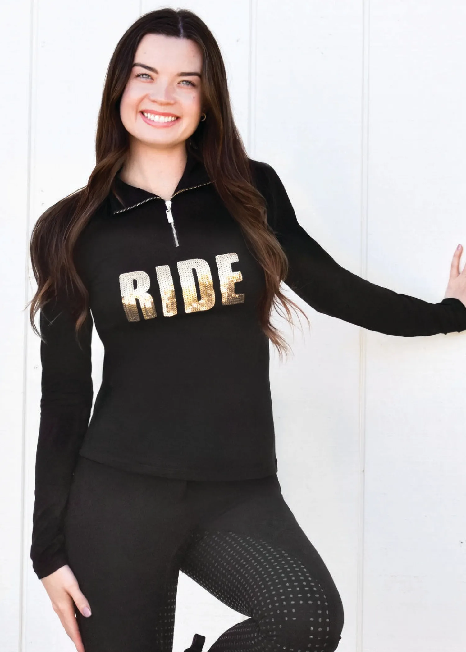 DANCING EQUESTRIAN Ladies’ "Ride" Long-Sleeve Base Layer Shirt New