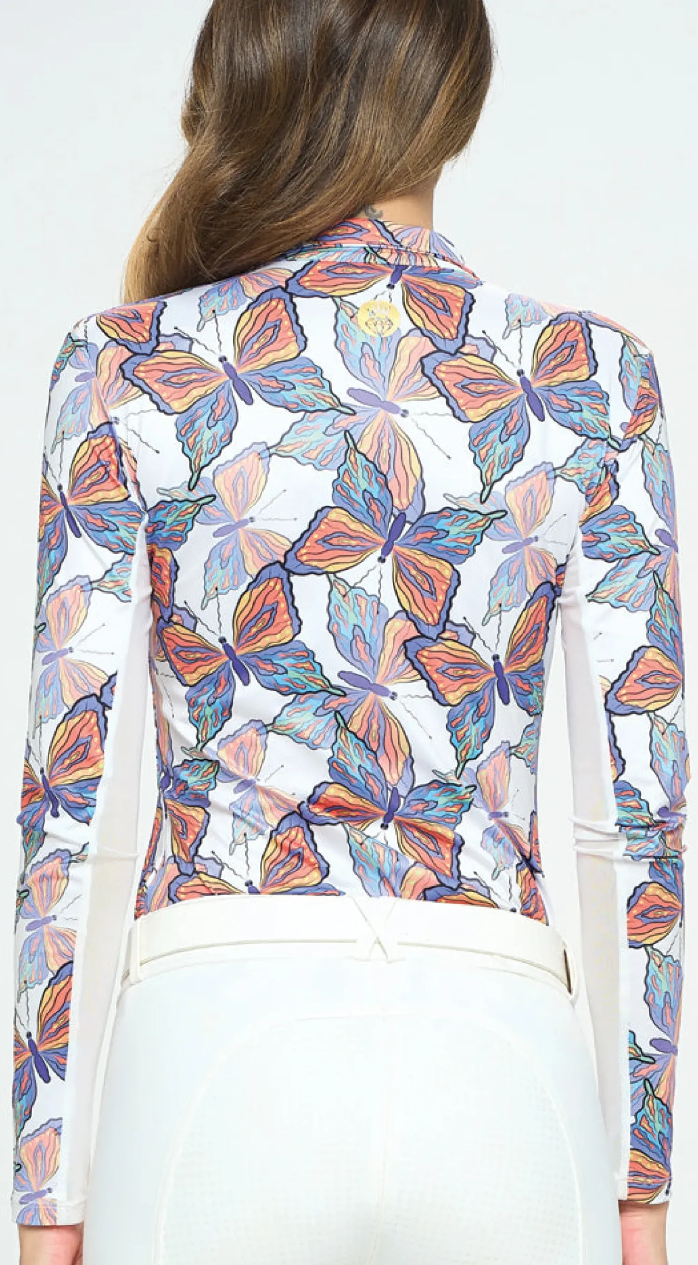 DANCING EQUESTRIAN Spring Butterfly Long Sleeve Shirt White Best