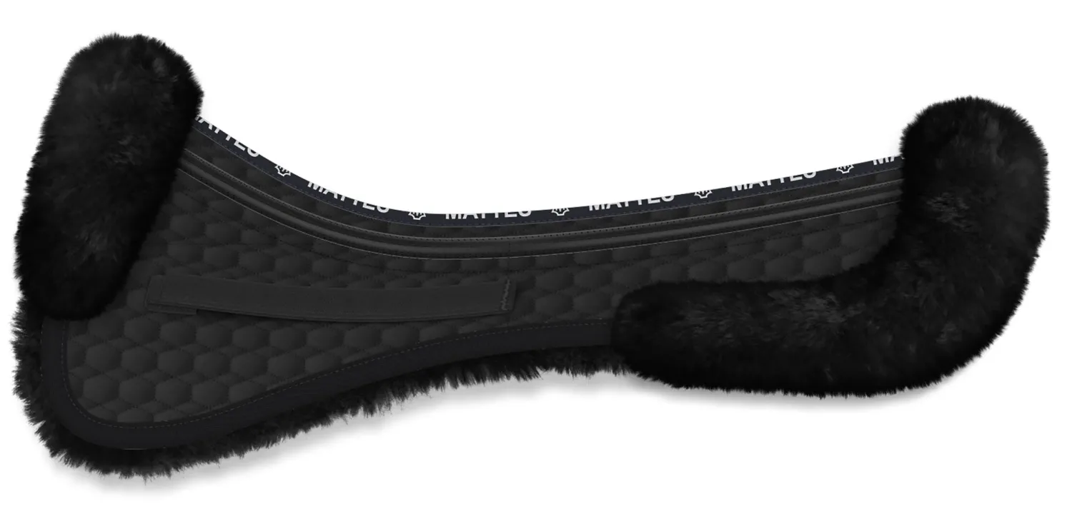 WORLD EQUSTRN BRNDS E.A. Mattes Platinum EWWA Sheepskin Dressage Correction Half Pad with Rear Trim Best