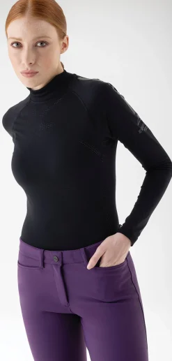 EQUILINE AMERICA Equiline Ladies’ Crasem Seamless Long Sleeve Shirt Black Clearance