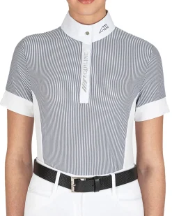 EQUILINE AMERICA Equiline Ladies’ Celic Short Sleeve Show Shirt White/Deep Blue Clearance