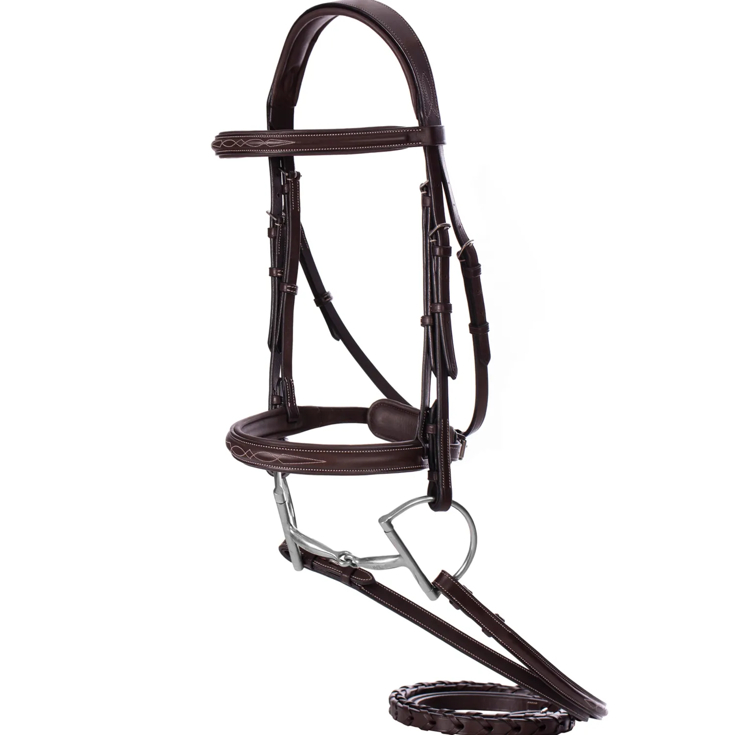 EQUINAVIA Valkyrie Fancy-Stitched Hunter Bridle & Reins Chocolate Brown Sale