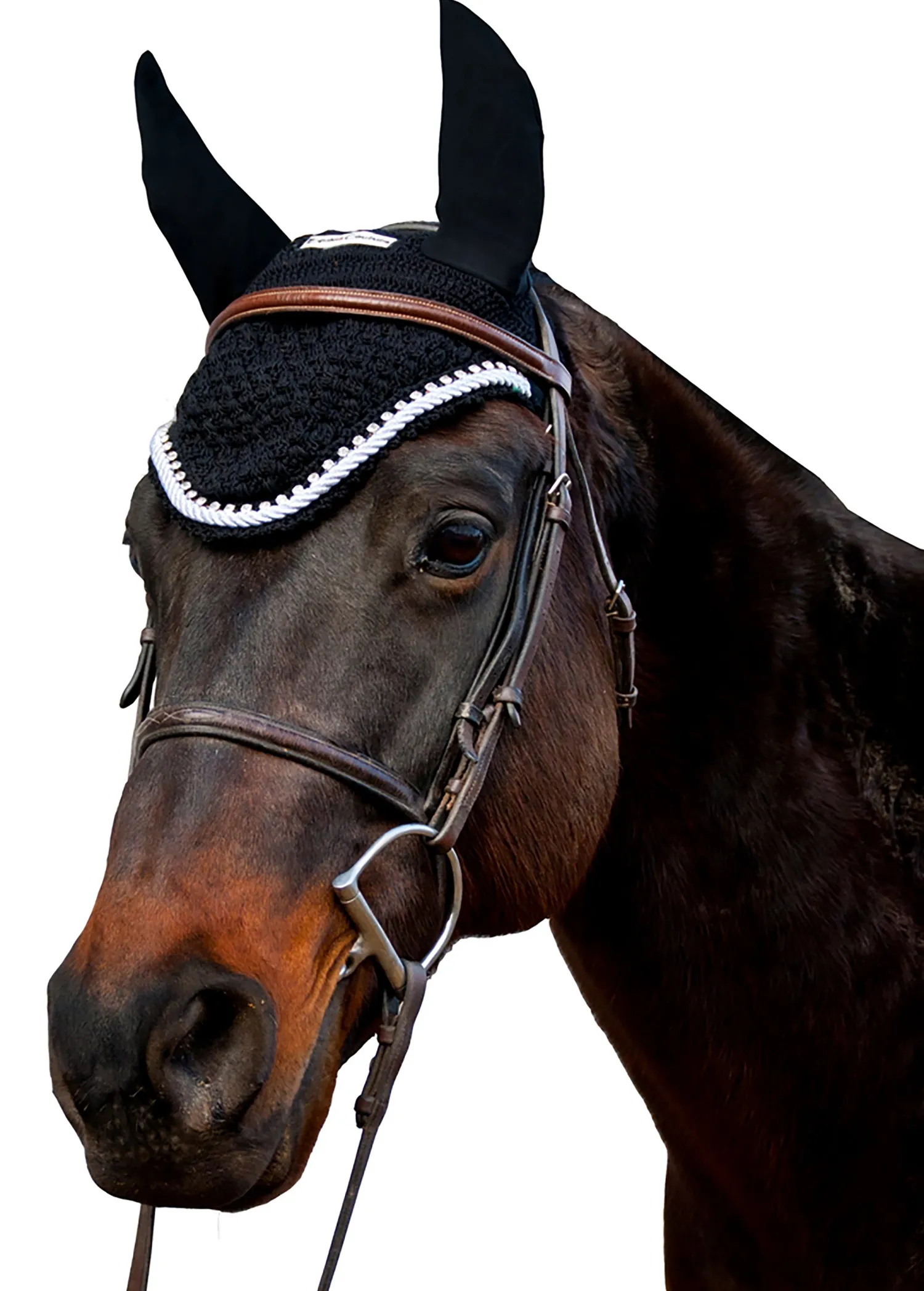 JPC EQUESTRIAN Equine Couture™ Fly Bonnet with Piping and Crystals Sale