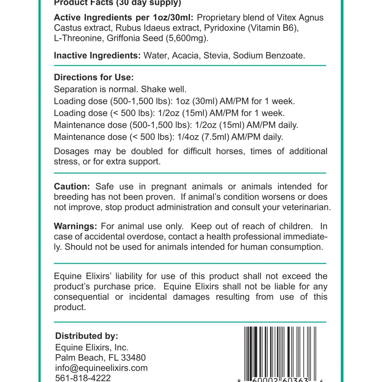 EQUINE ELIXIRS INC Equine Elixir Positude® Outlet