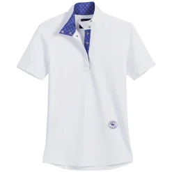 ESSEX CLASSICS Beacon Hill Ladies’ Short Sleeve Show Shirt White/Navy Horseshoe Sale