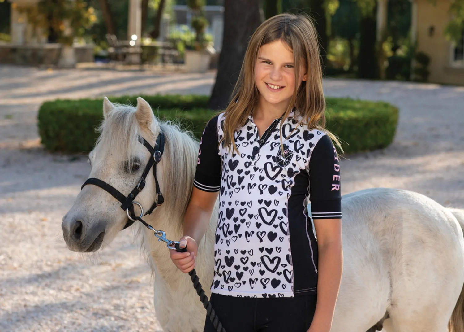 GOODE RIDER ™ Girls’ Elite Polo Shirt Black Hearts Outlet