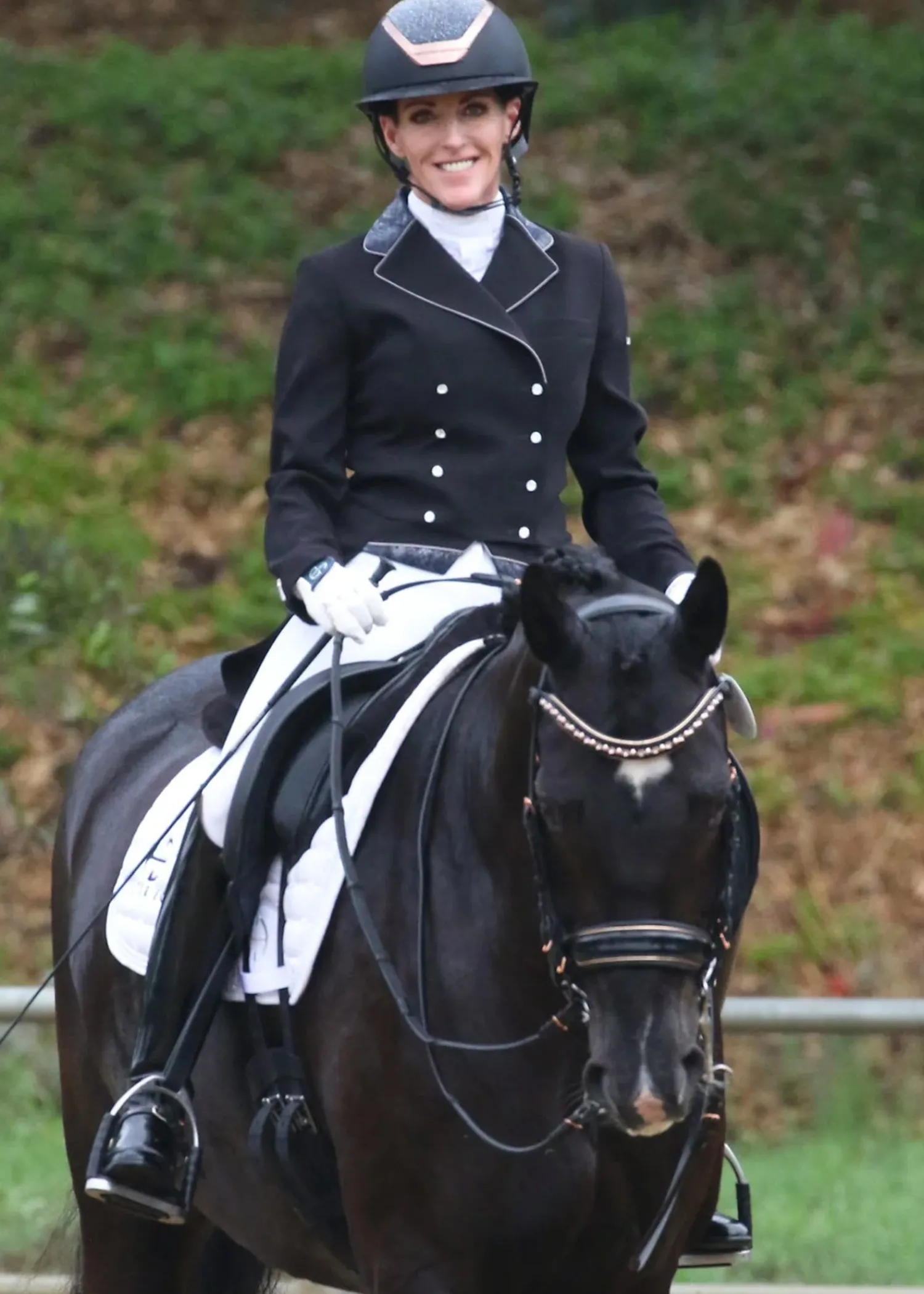 HALTER EGO Aurelia Rose Gold Black Patent Double Bridle Black Patent/Rose Gold New