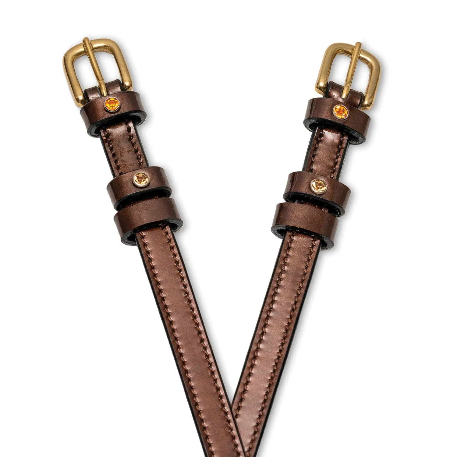 HALTER EGO ® Catalonia Leather Spur Straps Metallic Bronze Patent Online