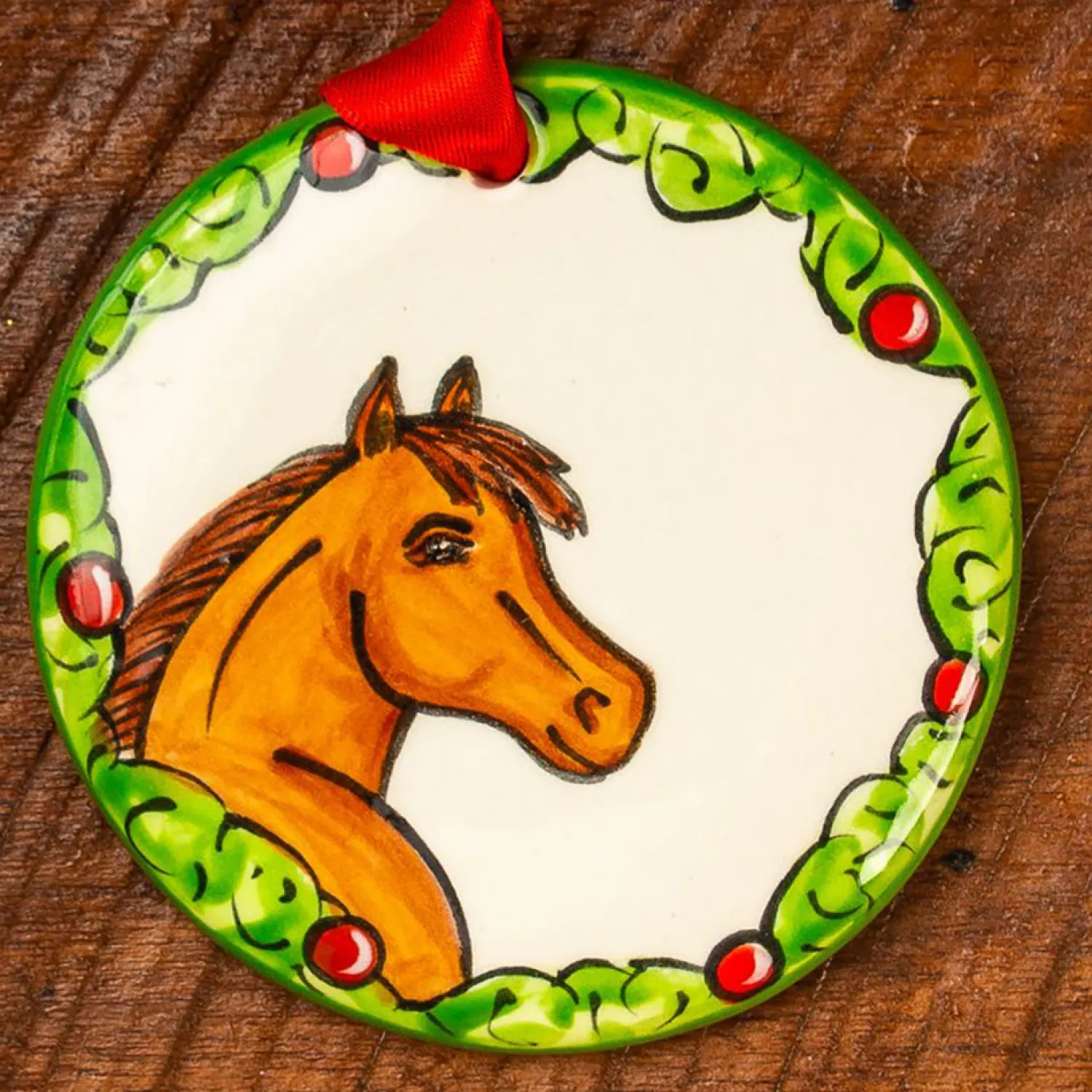 THE NOLA WATKINS COL Hand-Painted Horse Wreath Ornament New