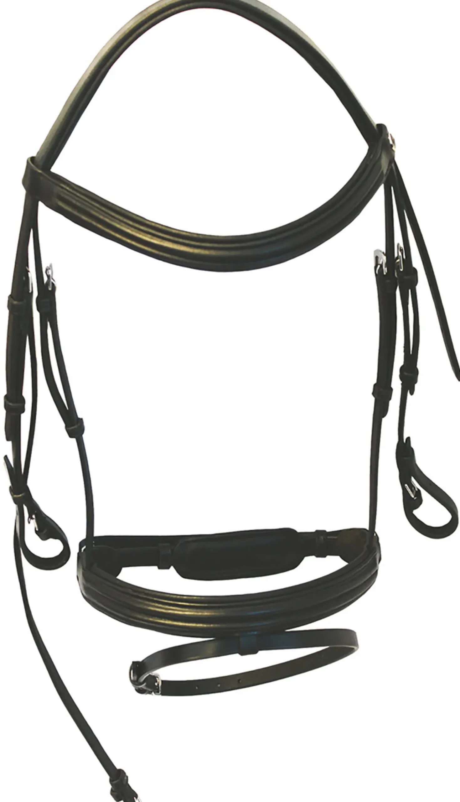 JPC EQUESTRIAN Henri De Rivel Padded Raised Dressage Bridle with Jawband Crank And Flash With Web Reins Black Best