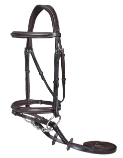 JPC EQUESTRIAN Henri de Rivel Pro Plain Raised Bridle with Flash & Rubber Reins Havana