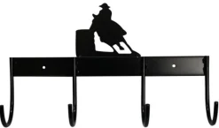 SHILOH STABLES TACK 4-Hook Flat Tack Rack with Barrel Horse Silhouette Online