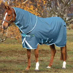 HORSEWARE ® Ireland Amigo® AmEco 12 Plus Medium-Weight Turnout Blanket Dark Blue/Sky Blue/Dark Blue Clearance