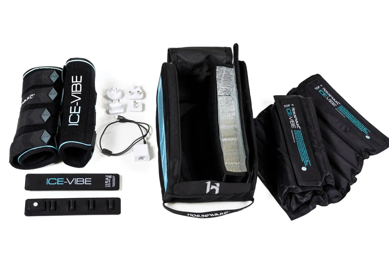 HORSEWARE ® Ireland ICE-VIBE® Leg Wraps Black/Aqua