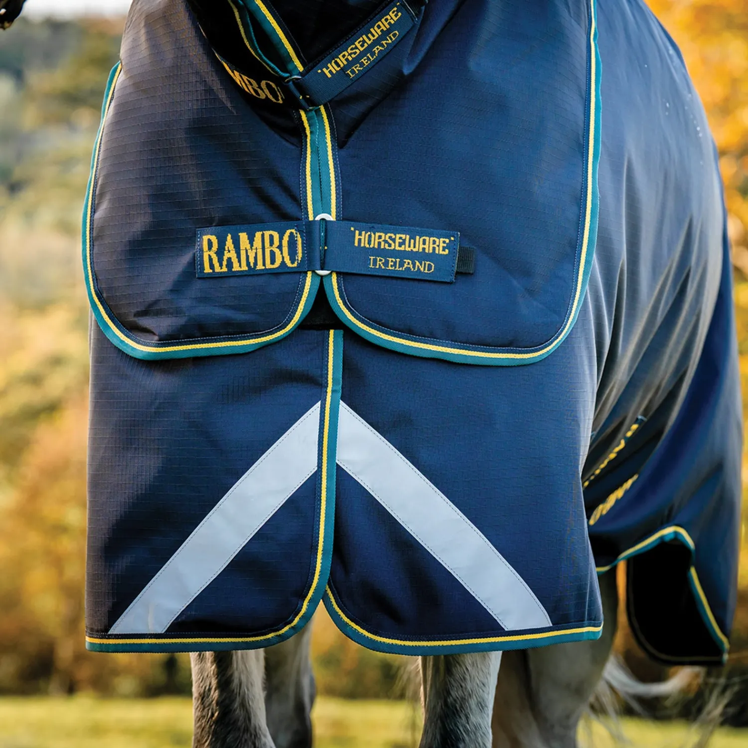 HORSEWARE ® Ireland Rambo® Duo Force 2.0 Turnout Blanket Navy/Teal Discount