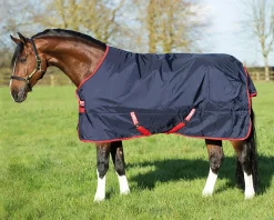 HORSEWARE ® Ireland Rambo® Original 1000D Medium-Weight Turnout Blanket–200G Navy/Red Outlet