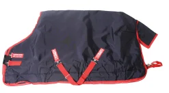 HORSEWARE ® Ireland Rambo® Original 1000D Medium-Weight Turnout Blanket–200G Navy/Red Outlet