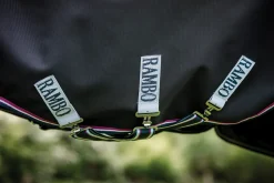 HORSEWARE ® Ireland Rambo® Supreme Medium-Weight Vari-Layer® Turnout Blanket Navy/Burgundy/Dusty Blue New