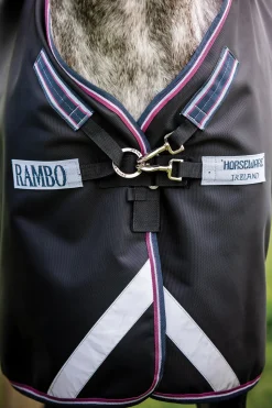 HORSEWARE ® Ireland Rambo® Supreme Medium-Weight Vari-Layer® Turnout Blanket Navy/Burgundy/Dusty Blue New