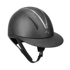 INT RIDING HELMET IRH® F1 Wide Brim Helmet with Leather Finish Black Leather/Titanium Outlet