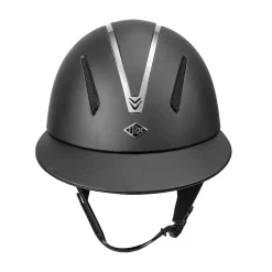 INT RIDING HELMET IRH® F1 Wide Brim Helmet with Leather Finish Black Leather/Titanium Outlet