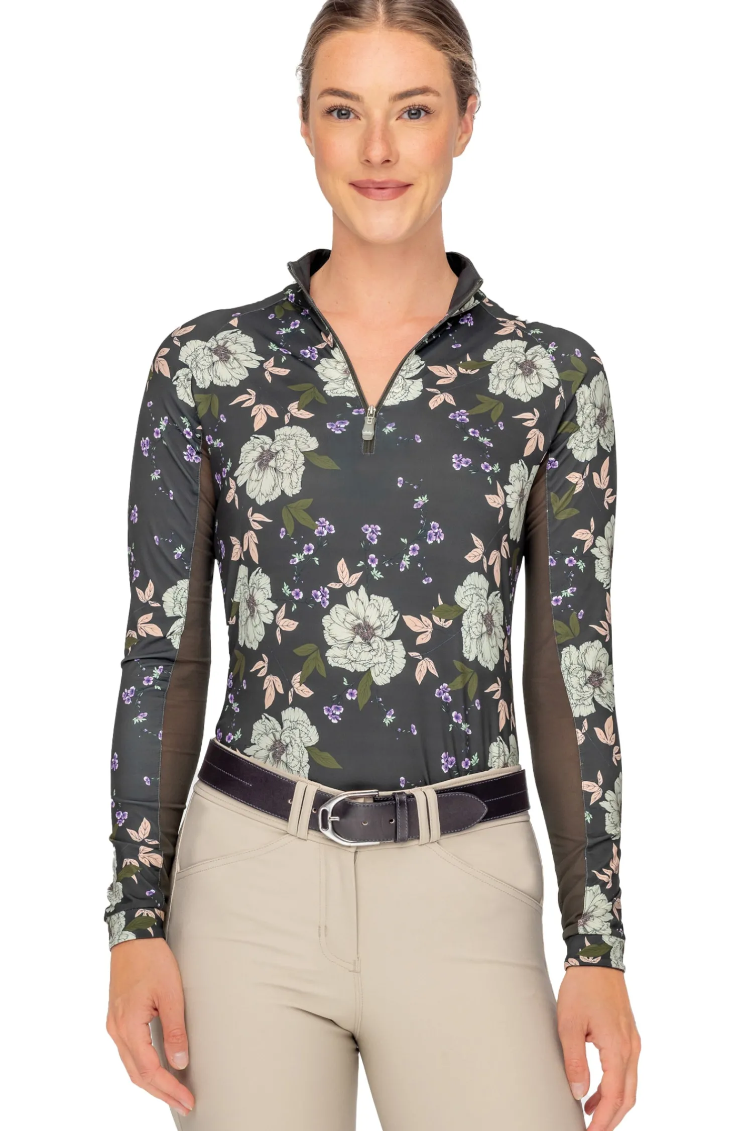 KASTEL DENMARK Ladies’ Gigi Quarter-Zip Long-Sleeve Shirt Slate Garden Rose Outlet