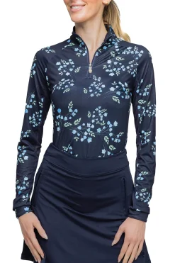 KASTEL DENMARK Ladies’ Piper Long Sleeve Shirt Navy Rosebuds Hot