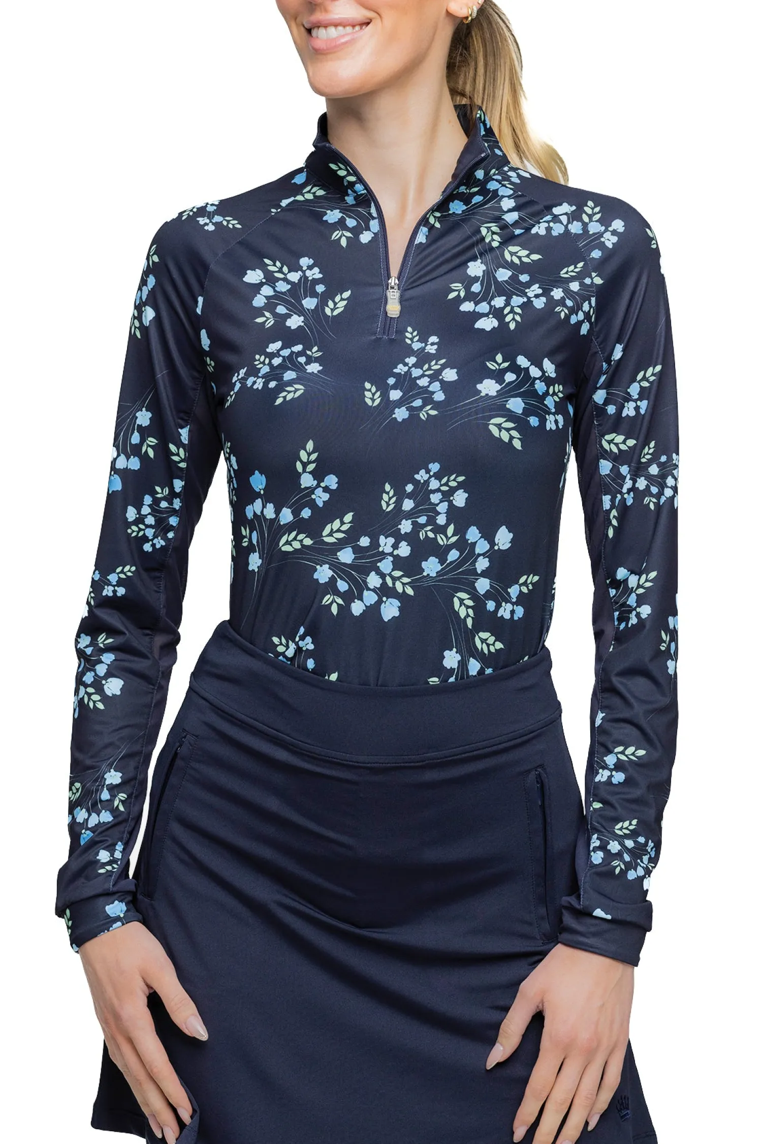 KASTEL DENMARK Ladies’ Piper Long Sleeve Shirt Navy Rosebuds Hot