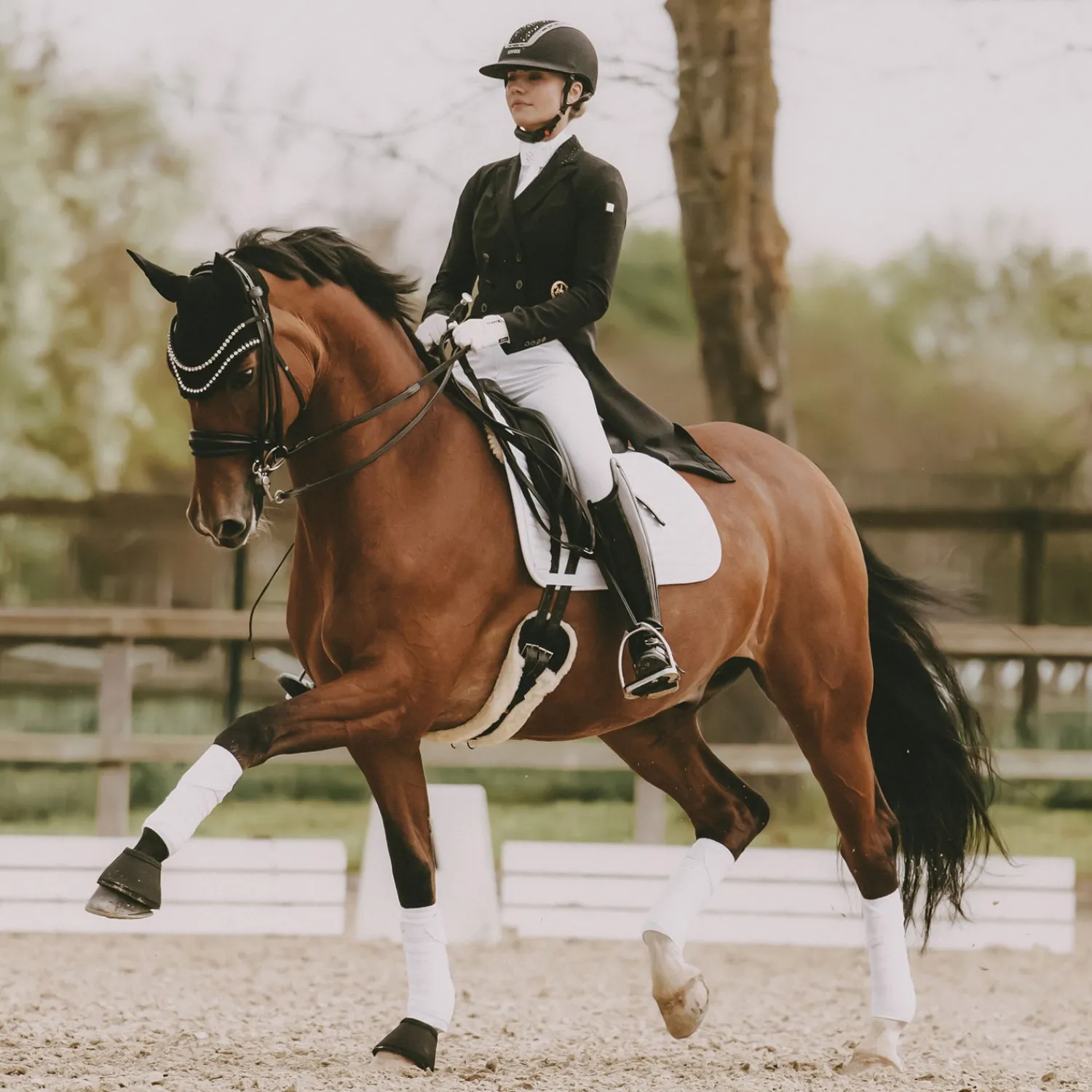 KENTUCKY HORSEWEAR Wellington Big Stone & Pearl Fly Veil Clearance