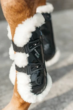 KENTUCKY HORSEWEAR  Vegan Sheepskin Elastic Tendon Boots with Bamboo Black New