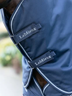 HORSE HEALTH TRADE LeMieux® Arika Storm-Tek 100 Gram Turnout Blanket with Leg Straps Navy/White/Navy Clearance