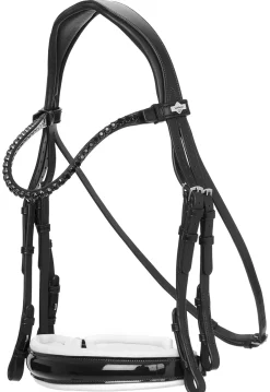 HORSE HEALTH TRADE LeMieux® Kudos Patent Double Bridle Black/White New