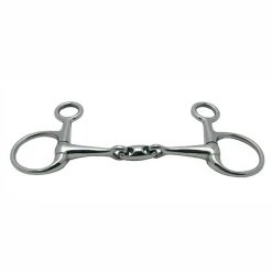 PARTRADE Metalab Baucher Double-Jointed with Oval Link Eggbutt Snaffle Bit - 16mm Stainless Steel Outlet