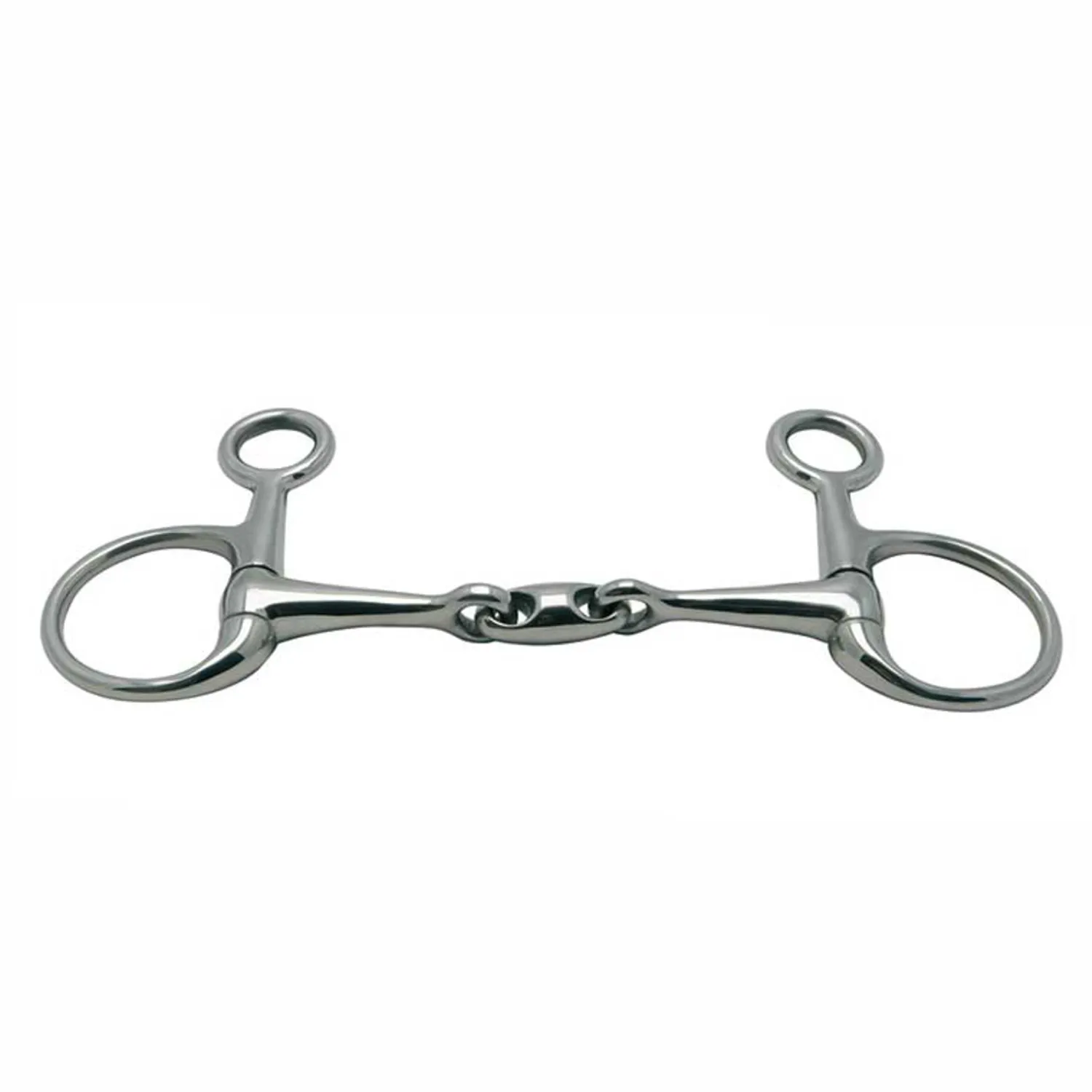PARTRADE Metalab Baucher Double-Jointed with Oval Link Eggbutt Snaffle Bit - 16mm Stainless Steel Outlet