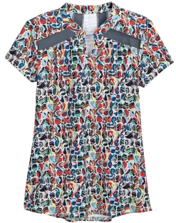 I APPAREL INT GROUP Noble Equestrian™ Ladies’ Erin Mandarin Short Sleeve Print Top Geo Swirl/Navy Online