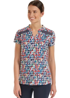I APPAREL INT GROUP Noble Equestrian™ Ladies’ Erin Mandarin Short Sleeve Print Top Geo Swirl/Navy Online