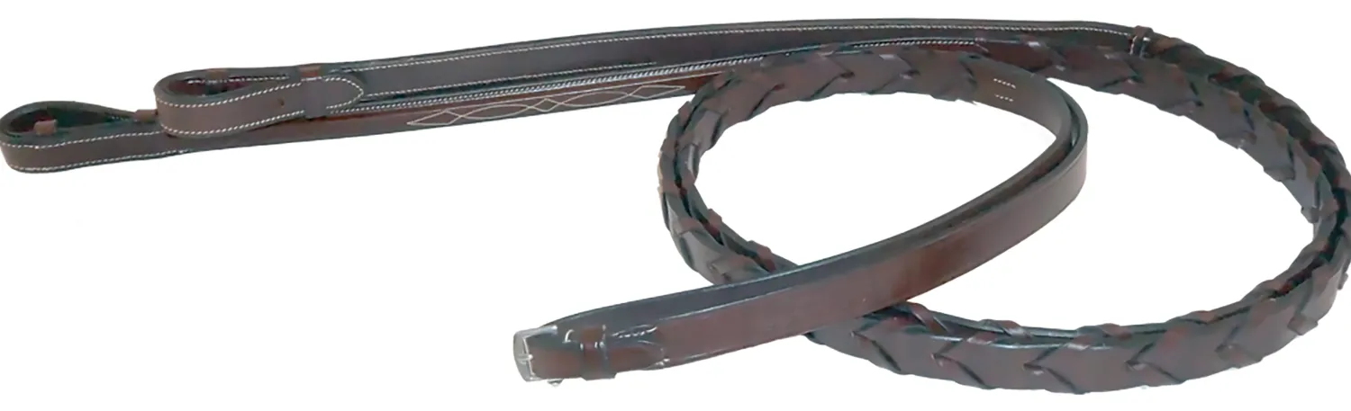 NUNN FINER PRODUCTS Nunn Finer® Bella Donna Round Raised Laced Reins Havana Best