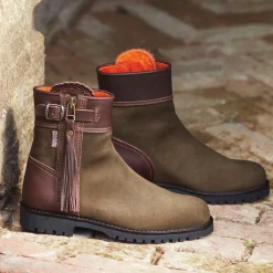 PENELOPE CHILVERS  Ladies’ Inclement Cropped Tassel Boots Seaweed/Conker
