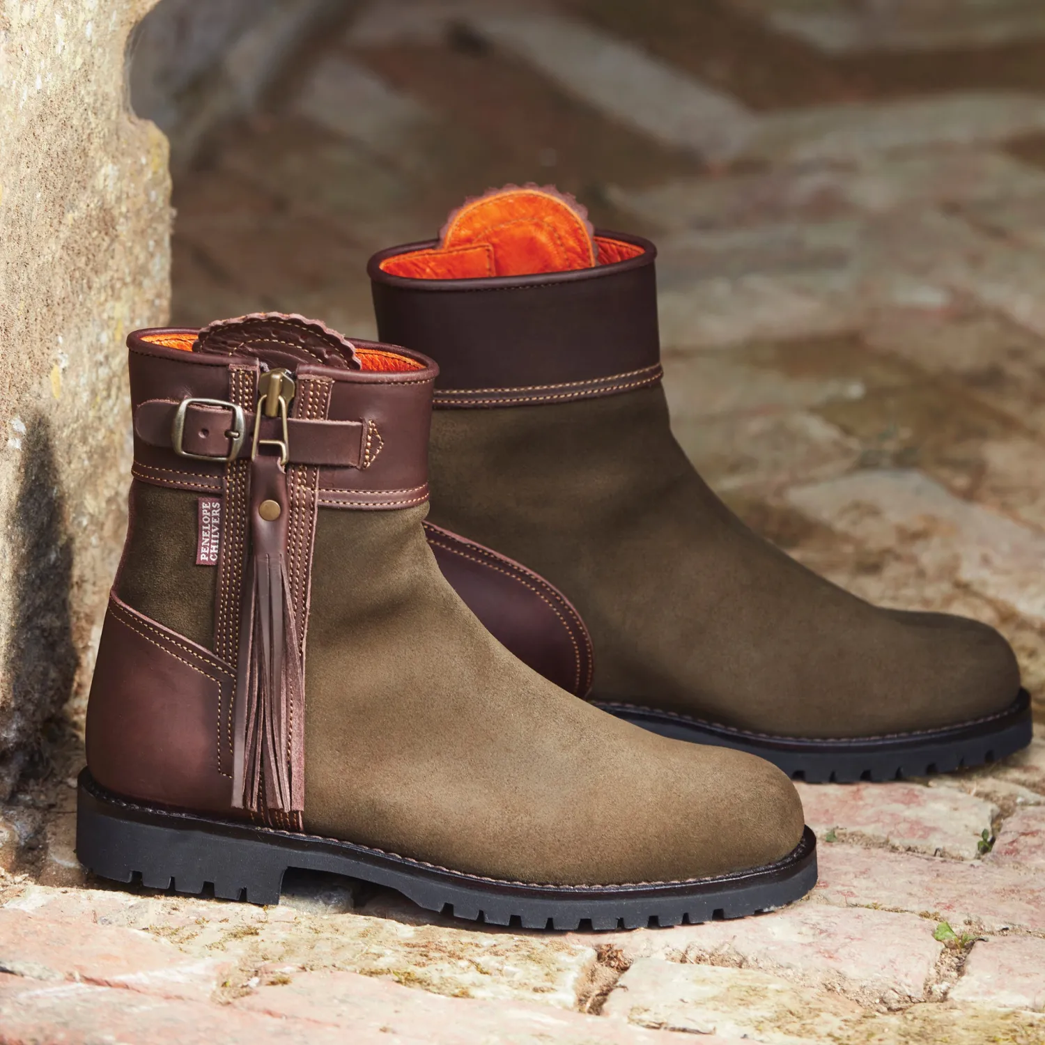 PENELOPE CHILVERS Ladies’ Inclement Cropped Tassel Boots Seaweed/Conker