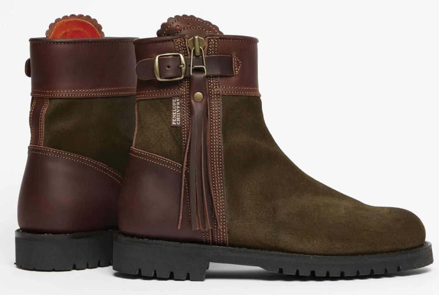 PENELOPE CHILVERS Ladies’ Inclement Cropped Tassel Boots Seaweed/Conker